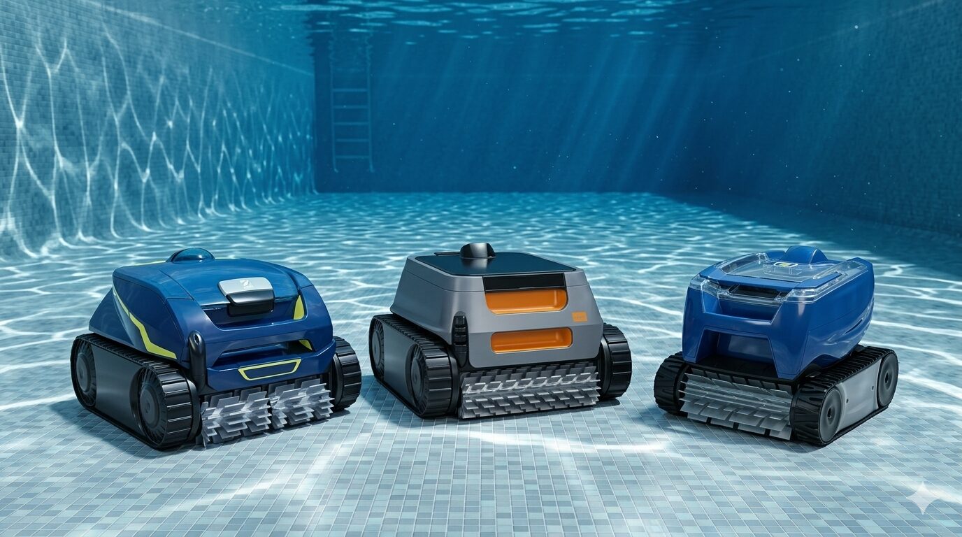 Poolroboter Uebersicht 3 Poolroboter unter Wasser